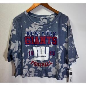 NFL New York Giants Tie Dye Crop Top Teens XL 15/17 Blue White NWT 100% Cotton